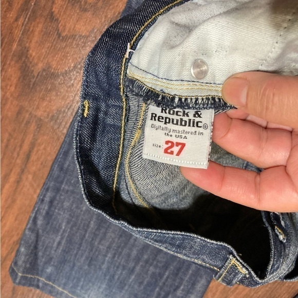 ROCK & REPUBLIC JEANS boot cut denims size 27 X 31 *altered inseam GUC - Picture 11 of 14